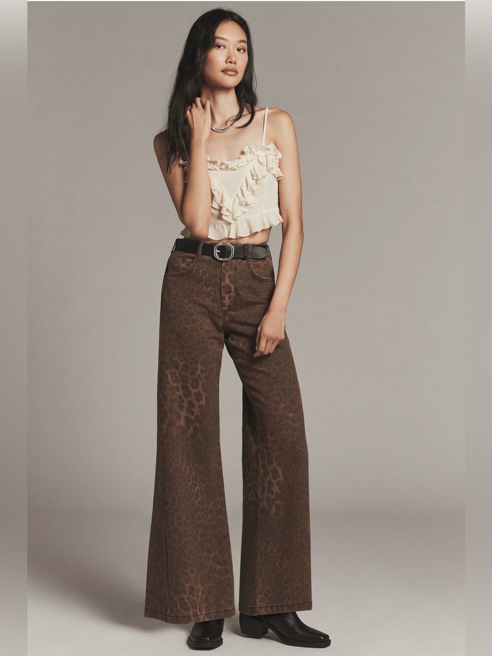 Anthropologie Pilcro The Adi Leopard Mid-Rise Flare Jeans Size 29